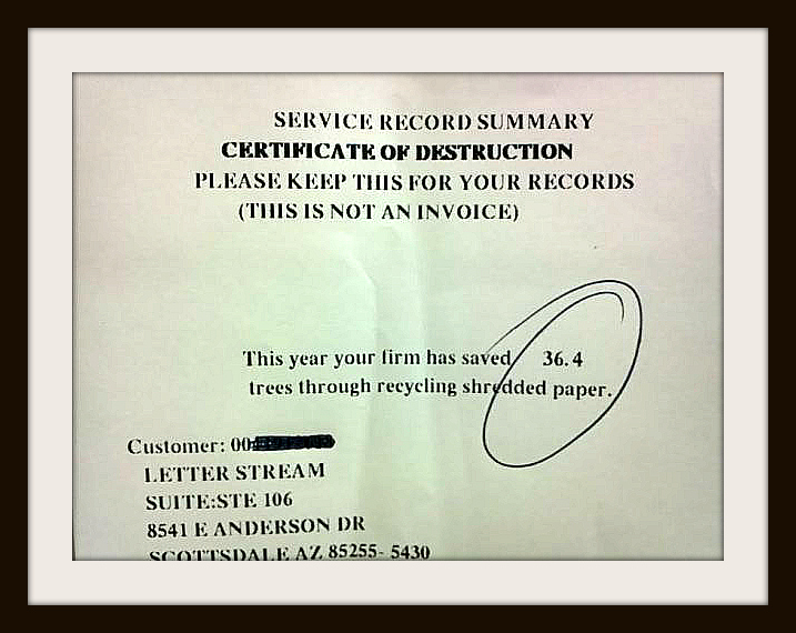shredding receipt