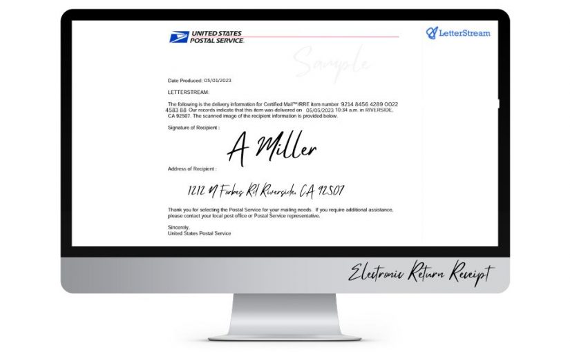 Desktop with a copy of a Electronic Return Receipt from a Certified Letter