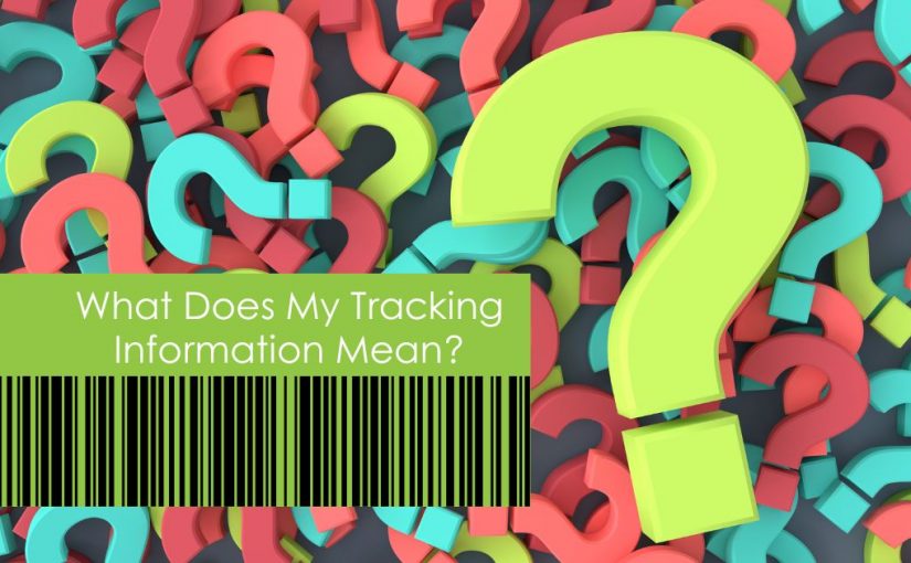 A big question mark next to a barcode with the worlds What Does My Tracking Information mean